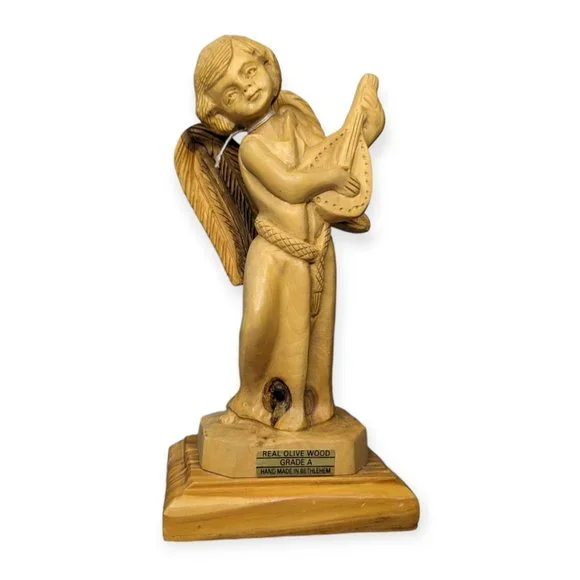 Bethlehem Olive Tree Wood Angel Figurine