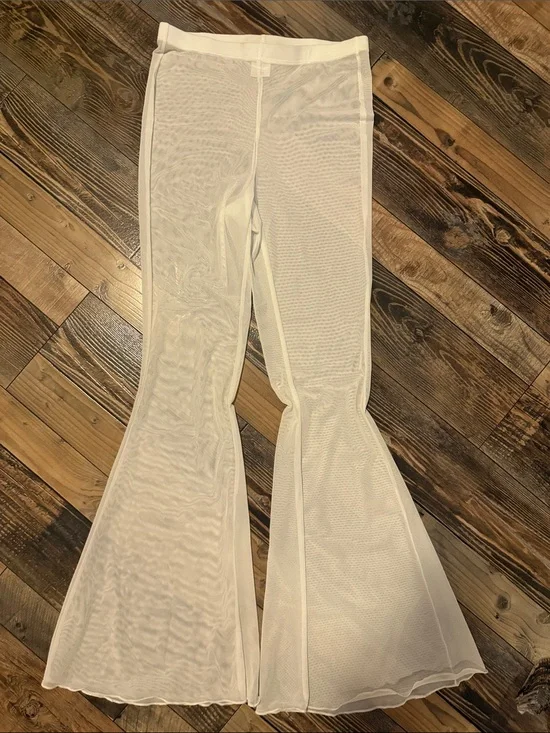 White Mesh Flared Leg Pants size XS