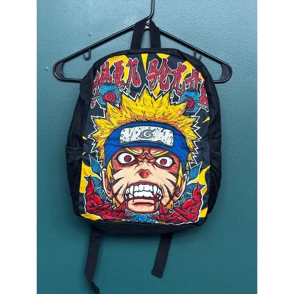 Naruto Shippuden Black Back Pack W/ Lunch Bag and Pencil Holder NWOT