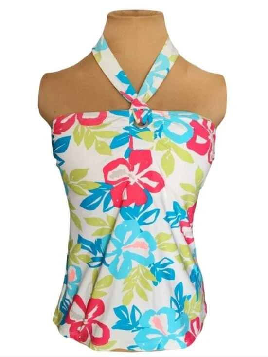 Beach House NWOT Floral Halter Tankini Swim Top Size 8 Tropical Resort