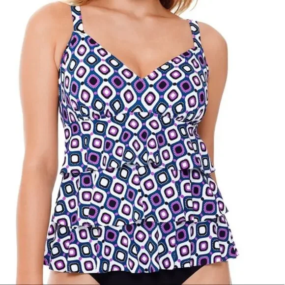 Swim Solution tiered one piece swimsuit Sz 10