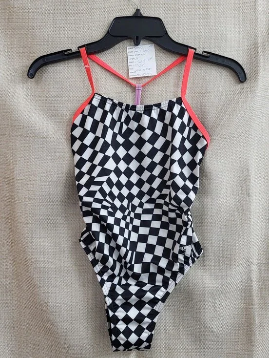 Speedo Eco Endurance Black White T Back One Piece Swimsuit Women’s Size 28(S)