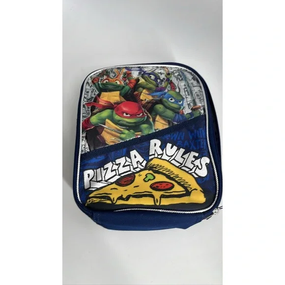 TMNT Pizza Rules Insulated Lunch Bag Blue‎