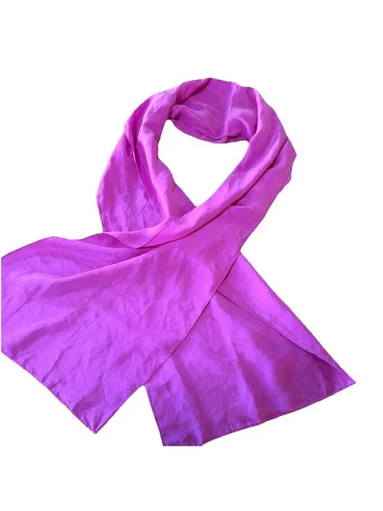 Vintage Vibrant Pink Silk Solid Rectangle Bright Boho Neck Scarf Elegant