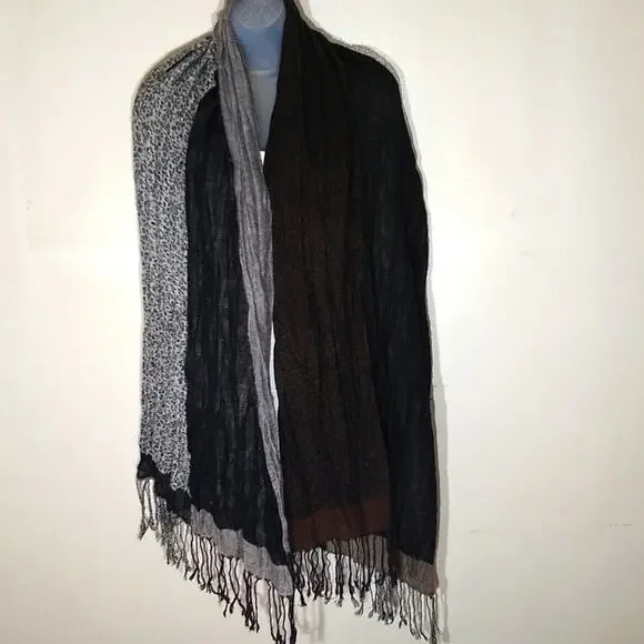 Women's Designer quilt like wrap 72X22 with fringe. Fun and Fabulous
