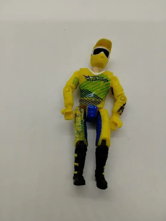 Hot Wheels Road Champs Motocross Action Figure Yellow Rider 3.75”