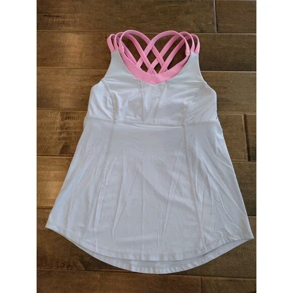 LULULEMON Women's gray pink Best The Heat Tank Top w/ racerback sports bra - 6