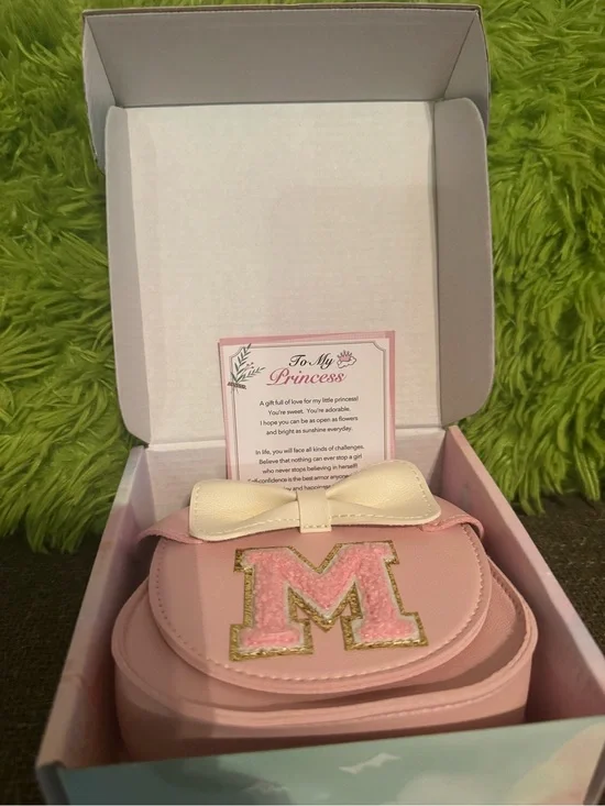 Girls Pink Princess Purse M Crossbody Bag with Cream Bow - Kids Accessories
