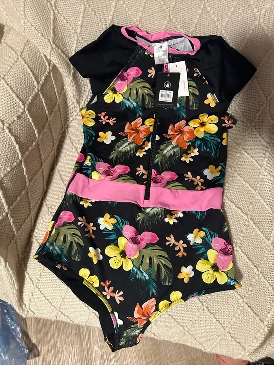 Women’s stand-up paddle board Tropical Floral One-Piece Swimsuit bathing suit L