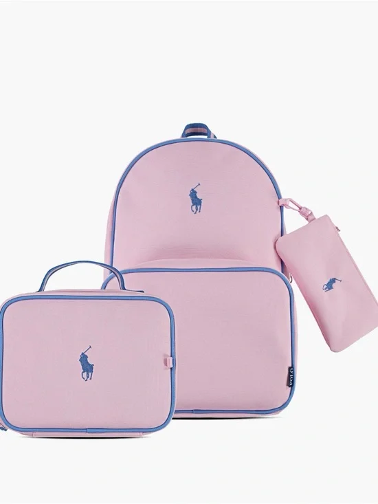New Authentic 3pcs Polo Ralph Lauren Big girls Backpack Lunch Box & Pencil Case