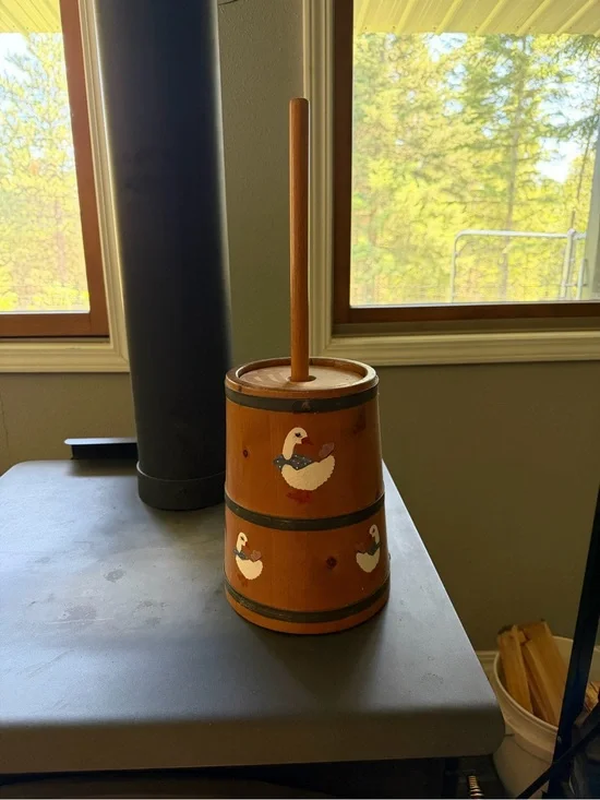 Wooden Duck-Accent Butter Churn - Rustic Brown