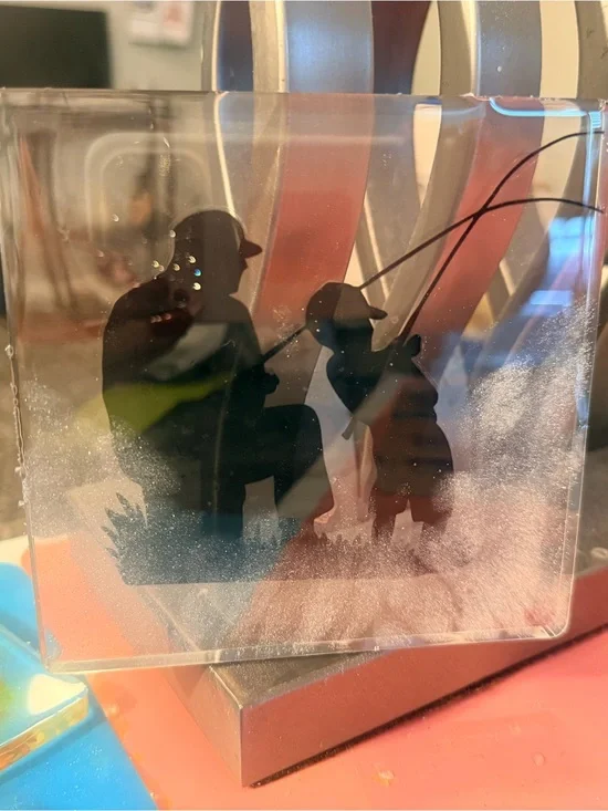 Silhouette Fishing resin  plaque — Black