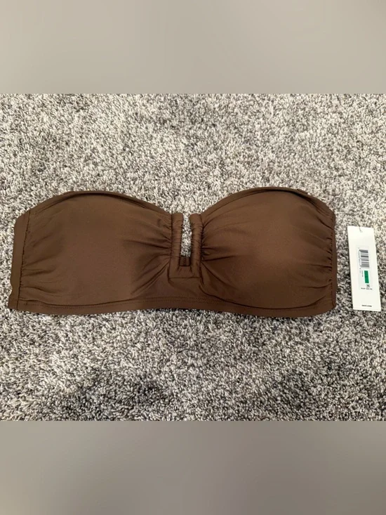 NWT DKNY Bandeau Bikini Top Brown Size Large Strapless Swim Top
