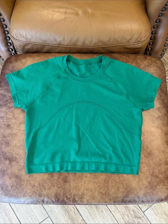 Lululemon Swiftly Tech Cropped Short-Sleeve Shirt 2.0 Sz 10 Raceway Green 1071