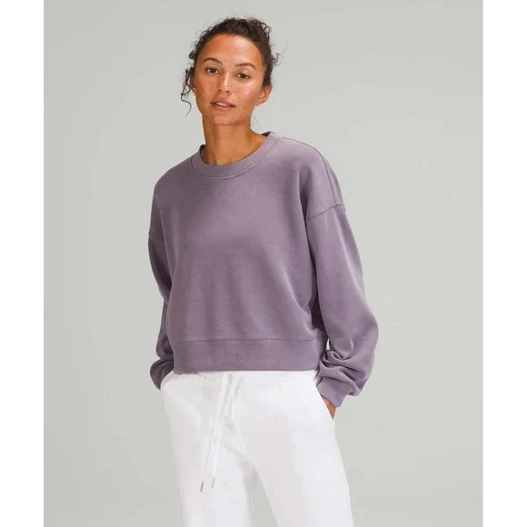 LULULEMON Softstreme Perfectly Oversized Crop Sweatshirt Sz ~2 Purple Lavender