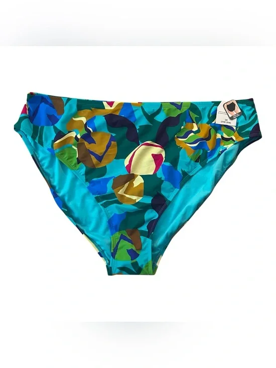 Time and Tru Turquoise Multicolor Print Bikini Bottoms