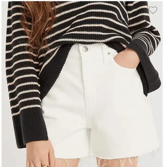 NWT J. Crew High-Rise Denim Short In White Mid Length 27 *Flaw