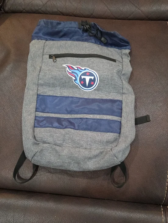 NFL Tennessee Titans Gray & Navy Drawstring Backpack