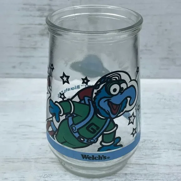 Vintage 1998 Welch's Muppets In Space Jelly Jar Glass Gonzo The Great Blasts Off