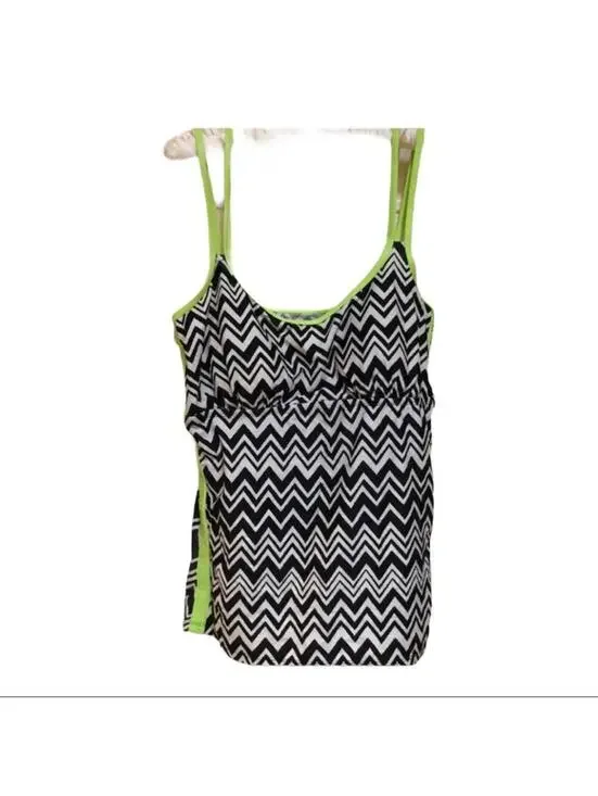 Gossip | Black & Neon Green Swim Top Only | Size XL | 0844