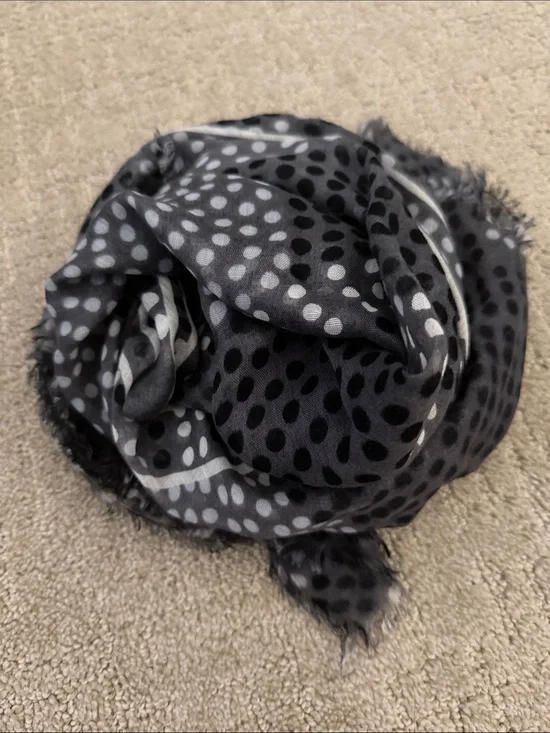 Black and Gray Polka Dot Lightweight Women's Scarf