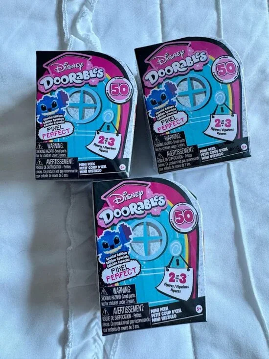 (Lot Of 3) Disney Doorables Pixel Perfect Mini Peek Figures (Factory Sealed)