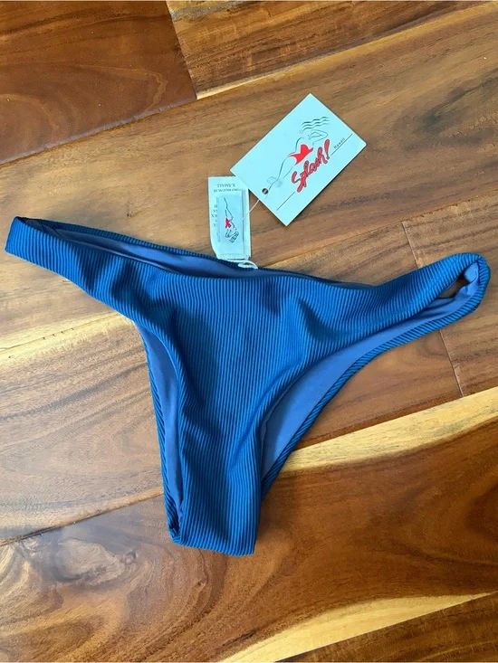 Splash Hawai’i Blue Ribbed Bikini Bottom size XS NWT