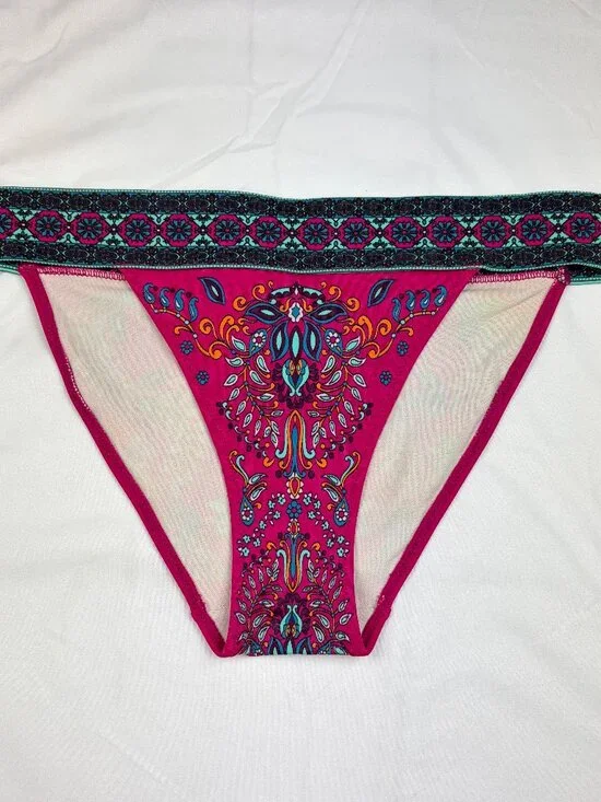 Victoria's Secret Pink Pailsey Print Bikini Bottom Sz Medium Beach Boho Festival