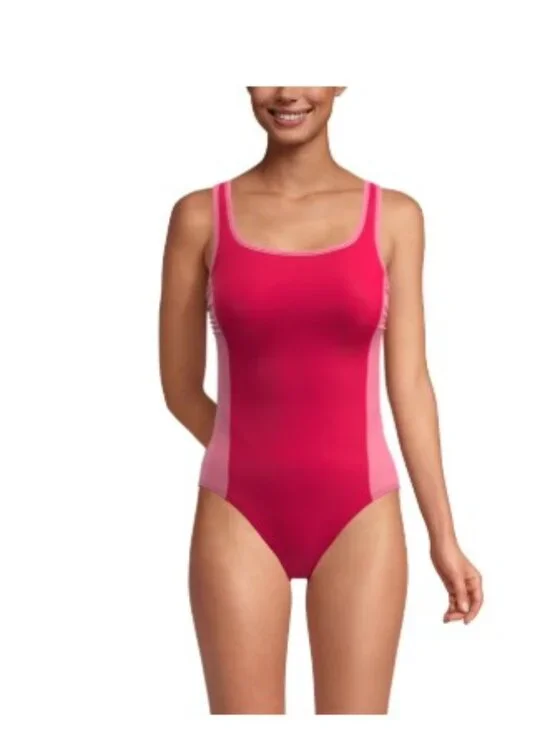 Lands' End Women's Scoop Neck One-Piece Swimsuit Blue Green Multiple Sizes