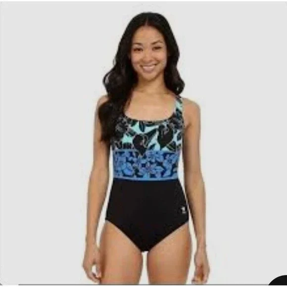 TYR Women's Durafast Elite Blue Narciso Aqua ControlFit 1 Piece Swim SZ 10 NEW