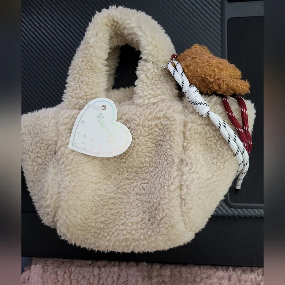 Nwt‎ Ruby & Ry Cream Teddy Bear Fleece Handbag