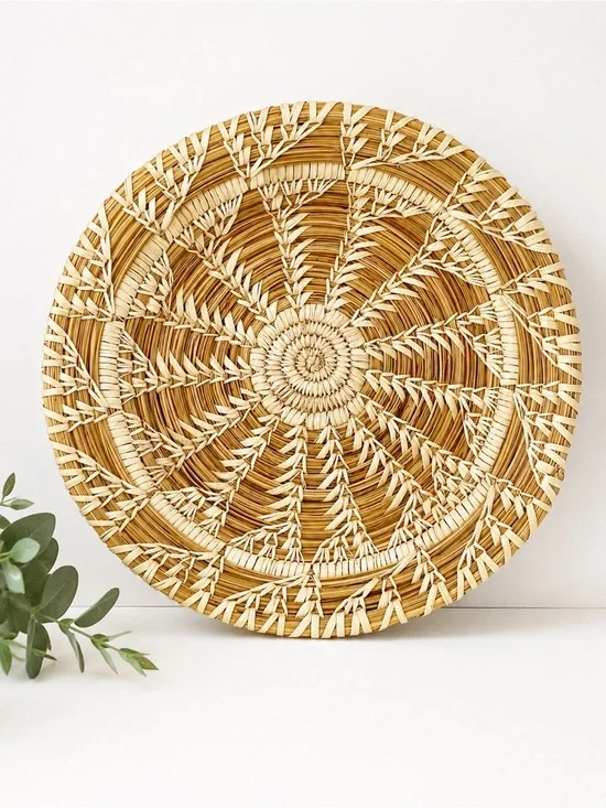Handmade Southwestern Coiled Yucca Basket Tray Wall Plaque 12