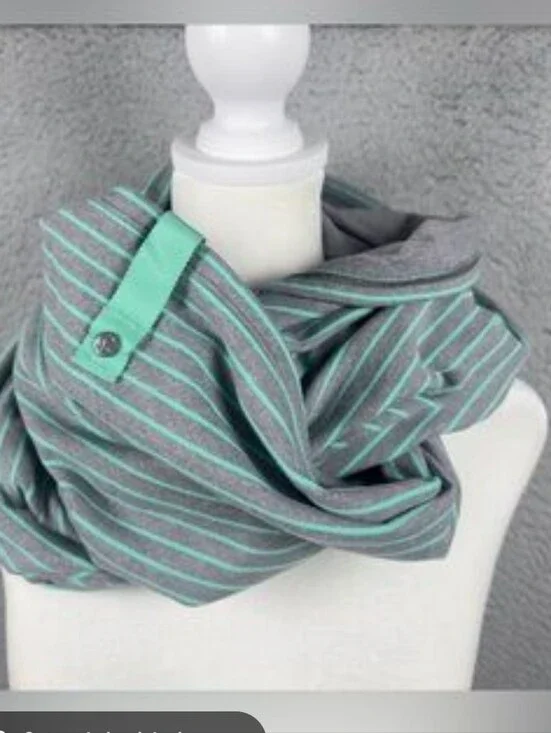 lululemon💎 athletica Gray and Mint Striped Infinity Scarf