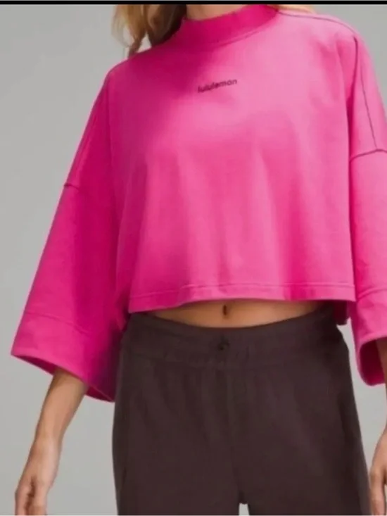 lululemon athletica Bright Pink Cropped Crew Sweatshirt