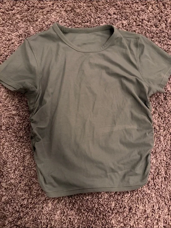 lululemon athletica Olive Green Short Sleeve Ribbed Tee