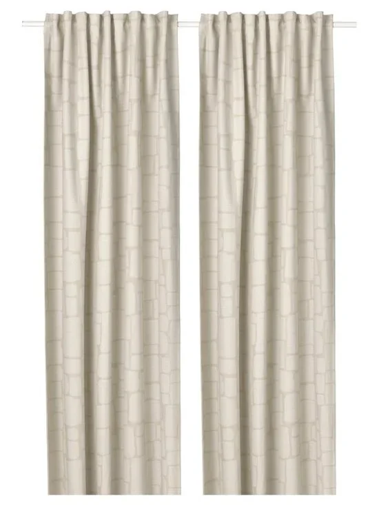 New IKEA  LÖNNSTÄVMAL Black-out Curtains 1 Pair Beige  57x98