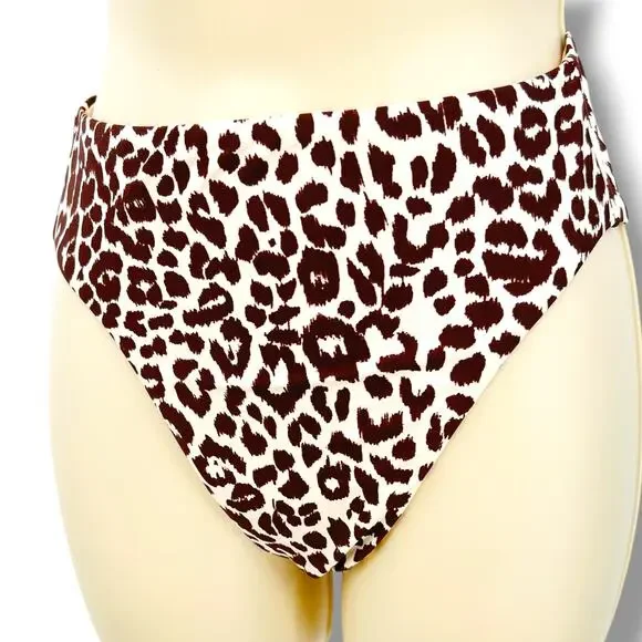 J CREW  NWOT High Waist High Leg Leopard Print Bikini Bottoms S  Vacation  Pool
