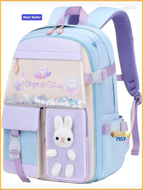 Cute Bunny Backpack for Girls - Kawaii Elementary School Bookbag
