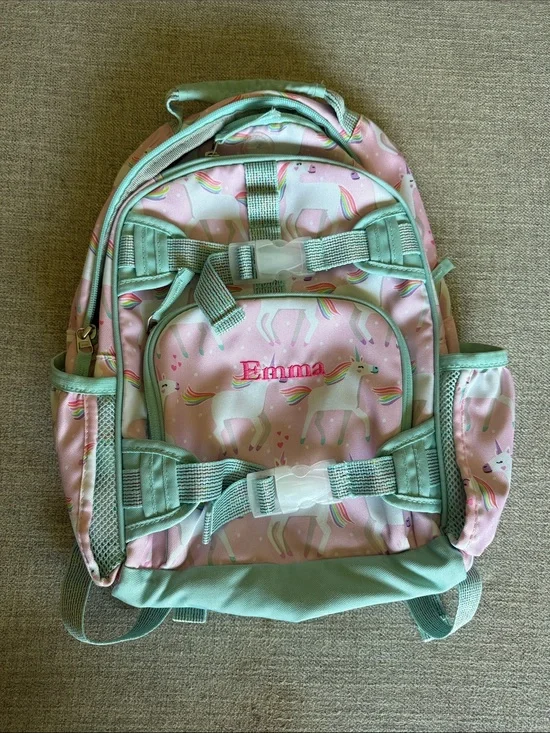 Pottery Barn Kids Pink and Mint Unicorn Backpack with Name