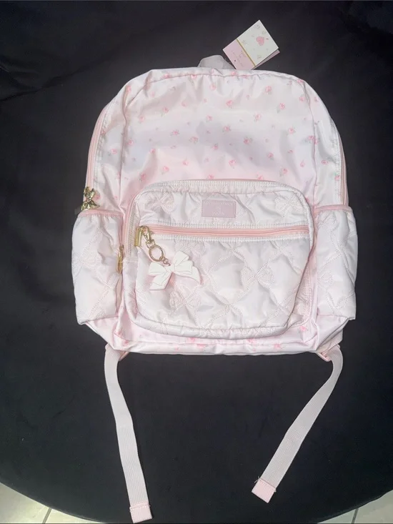 NWT! LOVE SHACK FANCY x TARGET Yoobi Pale Pink Quilted Backpack with Bow Charms