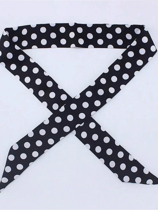 Black & White Polka Dot Skinny Scarf - Unbranded