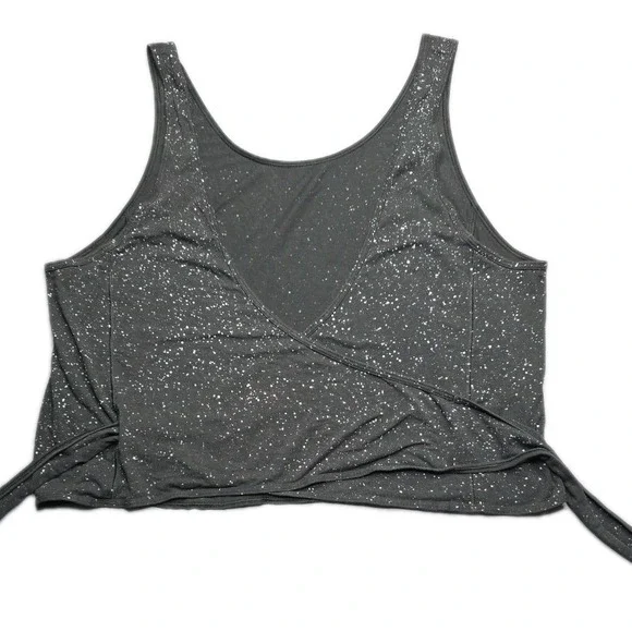 Lululemon Black V-Neck Tie Front Yoga Athletic Cropped Tank Top Womens sz L