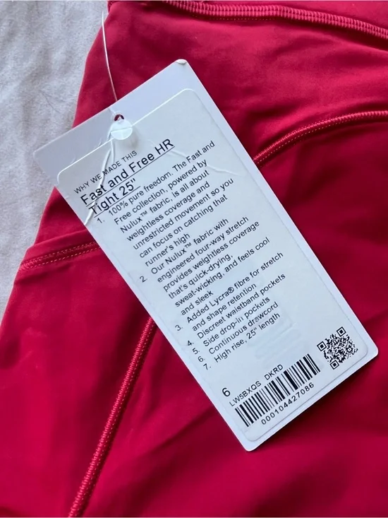 Lululemon Fast and Free High Rise pant   25