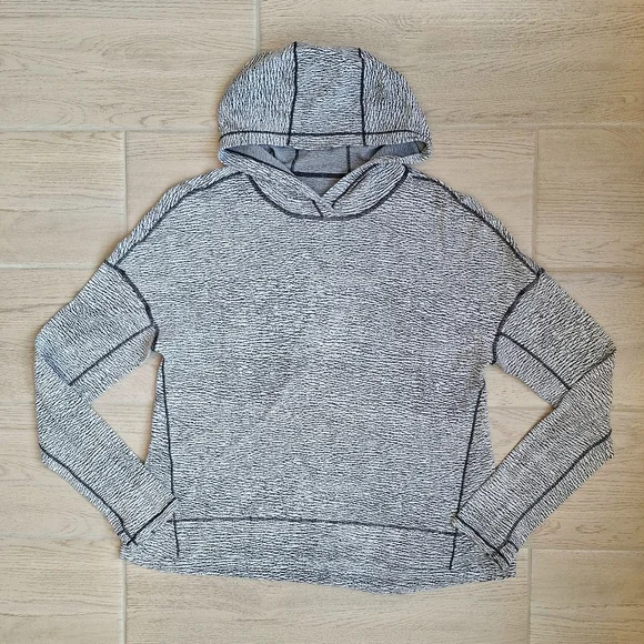Lululemon Squad Goals Hoodie Lightweight White Gray Pullover Shirt Size 10
