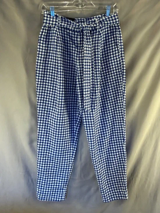 Banana Republic Pants with Fabric Belt, Blue & White Checkered Size 2 (NWT)