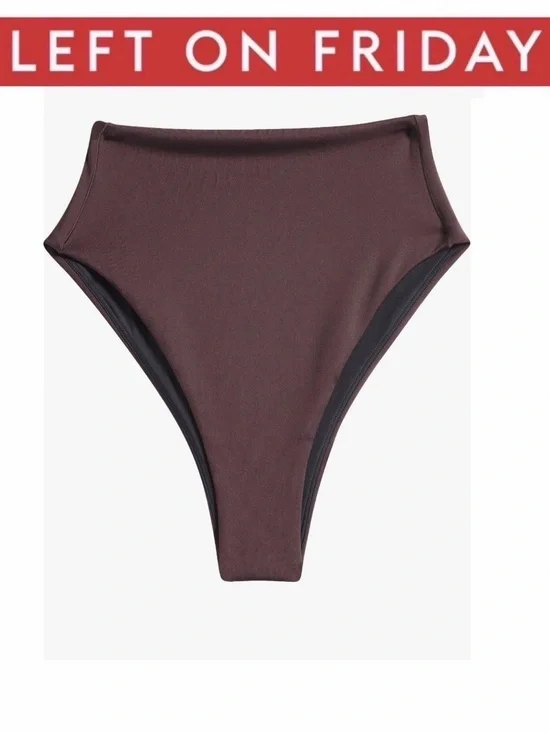 Left On Friday Hi Hi High Cut Cheeky High-Waist Bikini Bottom Cold Brew Brown