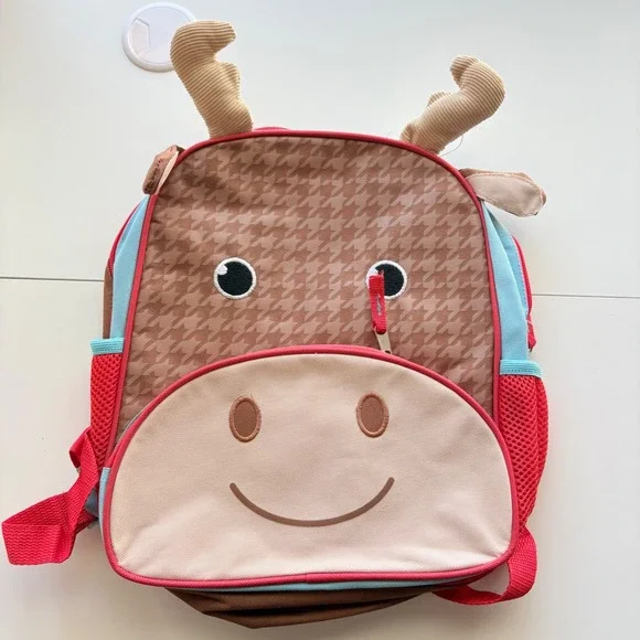 Moose Animal Backpack‎ Kids Small Brown Houndstooth 3D Antlers Preschool