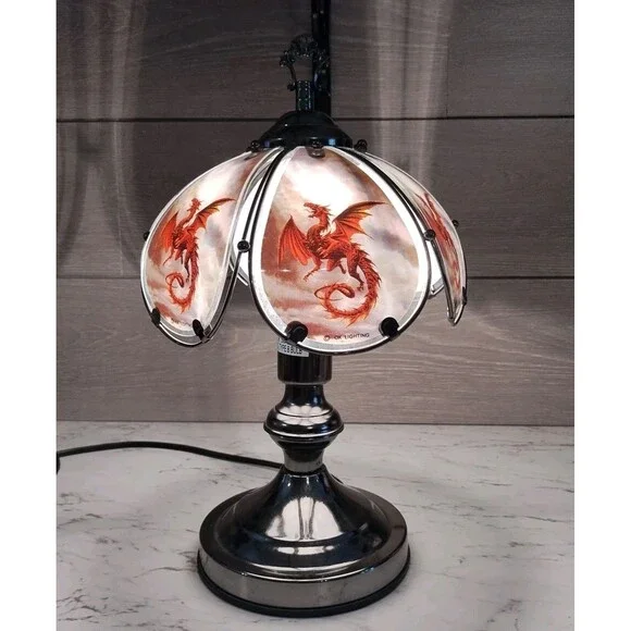 Ok Lighting Fantasy Red Dragon Panel Lamp 3 Way Sensor Touch 14.25