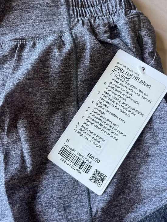 lululemon hotty hot shorts high rise 4” lined Heathered Gray
