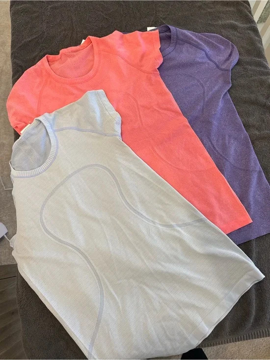 Bundle! 3-Panel Active Tee- Coral, Lavender, Light blue